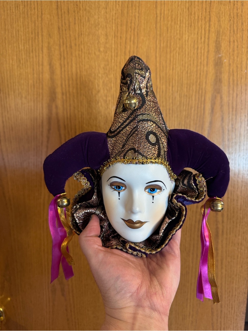 Purple & Gold Jester Mask Wall Decor